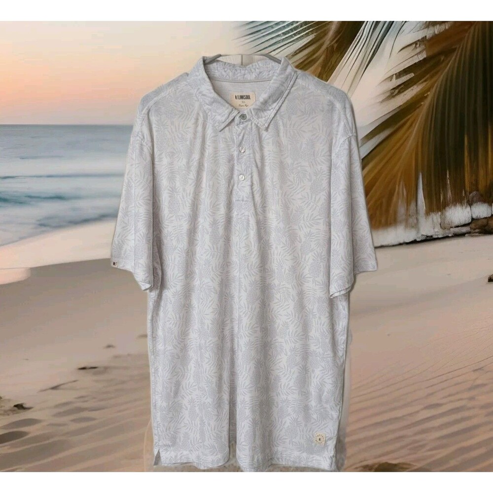 Linksoul Polo Shirt Adult XL Gray Pineapple Tempus Fugit Sustainable Golf Preppy